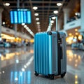 Travel preparations Luggage bag, trolley suitcase in international airport terminal Royalty Free Stock Photo