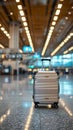 Travel preparations Luggage bag, trolley suitcase in international airport terminal Royalty Free Stock Photo