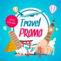 Travel Promo, Discount Coupon Template with Text