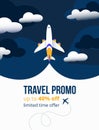 Travel promo up to forty percents discounting flyer Royalty Free Stock Photo