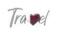 Travel Qatar love heart flag. 3D Rendering