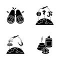 Travel and recreation black glyph icons set on white space