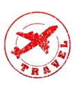 Travel red rubber stamp with airplane for your design.