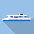 Travel river ship icon, flat style