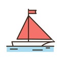 Travel. Sailboat icon. Vector illustration of sailing yacht icon on the water Royalty Free Stock Photo