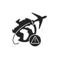 Travel scam black glyph icon on white background. Fake travel companies. Fraud plane tickets. Pictogram for web page