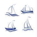 Travel by sea or ocean, a set of vector icons