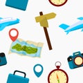 Travel Equipment Vector Illustration Seamless Pattern