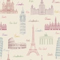 Travel seamless pattern. Vacation in Europe wallpaper. Travel to Royalty Free Stock Photo