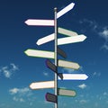 Travel sign pointing in all destinations