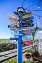 Travel Signposts Decorate Bethany Beach Boardwalk Royalty Free Stock Photo