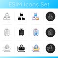 Travel size objects icons set