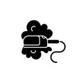 Travel size steam iron black glyph icon