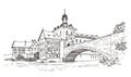 Travel sketch illustration of Bamberg, Germany, Europe.