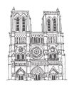 Travel sketch illustration of Notre Dame, Paris