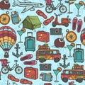 Travel sketch seamless pattern Royalty Free Stock Photo