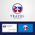 Travel Slovakia Creative Circle flag Logo and Business card design