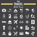 Travel solid icon set, tourism symbols collection