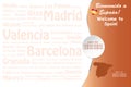 Travel Spain template vector with names of landmarks