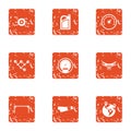 Travel speed icons set, grunge style Royalty Free Stock Photo