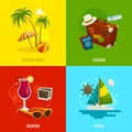 Travel square concepts, cartoon vector illustration