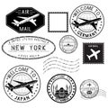 Travel stamps and postmarks. Collection Royalty Free Stock Photo