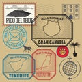 Travel stamps set, Canary Islands