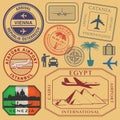 Travel stamps or symbols set airport theme Royalty Free Stock Photo