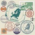 Travel stamps or symbols set, Europe destinations theme Royalty Free Stock Photo