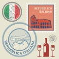 Travel stamps or symbols set, Italy theme Royalty Free Stock Photo