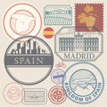 Travel stamps or symbols set Spain, Europe