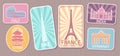 Travel Stickers with Famous World Attractions Set