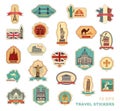 Travel stickers and symbols different countries Royalty Free Stock Photo