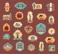 Travel stickers and symbols different countries Royalty Free Stock Photo