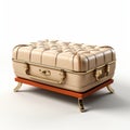 Travel Style Beige Ottoman With Hutch - Retro Glamour Furniture