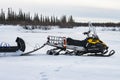 Travel in the Subarctic Region by Ski-doo Snowmobiles Royalty Free Stock Photo