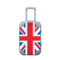 Travel suitcase in the colors of the England flag. Isolated on a white background. Trips. Design Royalty Free Stock Photo