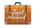 Travel suitcase. concept background travel weekend adventure. Vector lettering Royalty Free Stock Photo