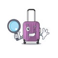 Travel suitcase detective isolated with the cartoon