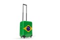 Travel suitcase with the flag of Brazil. Travel concept. Isolated. 3D Rendering Royalty Free Stock Photo