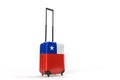 Travel suitcase with the flag of Chile. Travel concept. Isolated. 3D Rendering