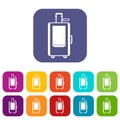 Travel suitcase icons set