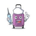 Travel suitcase nurse isolated with the cartoon