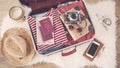 Travel suitcase preparing concept Royalty Free Stock Photo