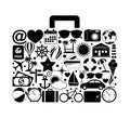 Travel suitcase with travel icons