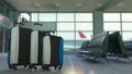Travel suitcases with flag of Estonia. Estonian tourism conceptual 3D rendering