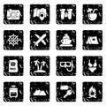 Travel summer icons set grunge vector Royalty Free Stock Photo