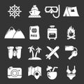 Travel summer icons set grey vector Royalty Free Stock Photo