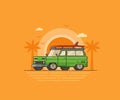 Travel Surfing Car on Summer Beach Royalty Free Stock Photo