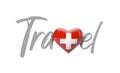 Travel Switzerland love heart flag. 3D Rendering